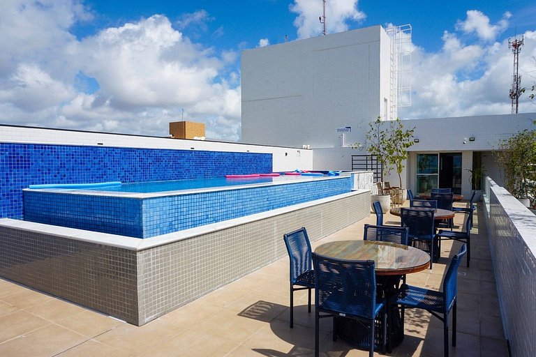 Apto beira-mar com piscina e vista paradisíaca