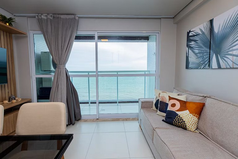 Apto Pé na Areia, Frente Mar 2 Quartos