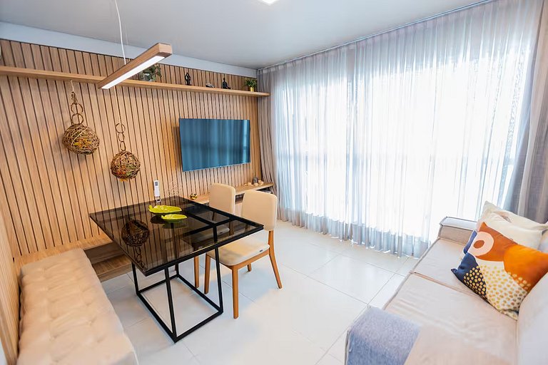 Apto Pé na Areia, Frente Mar 2 Quartos